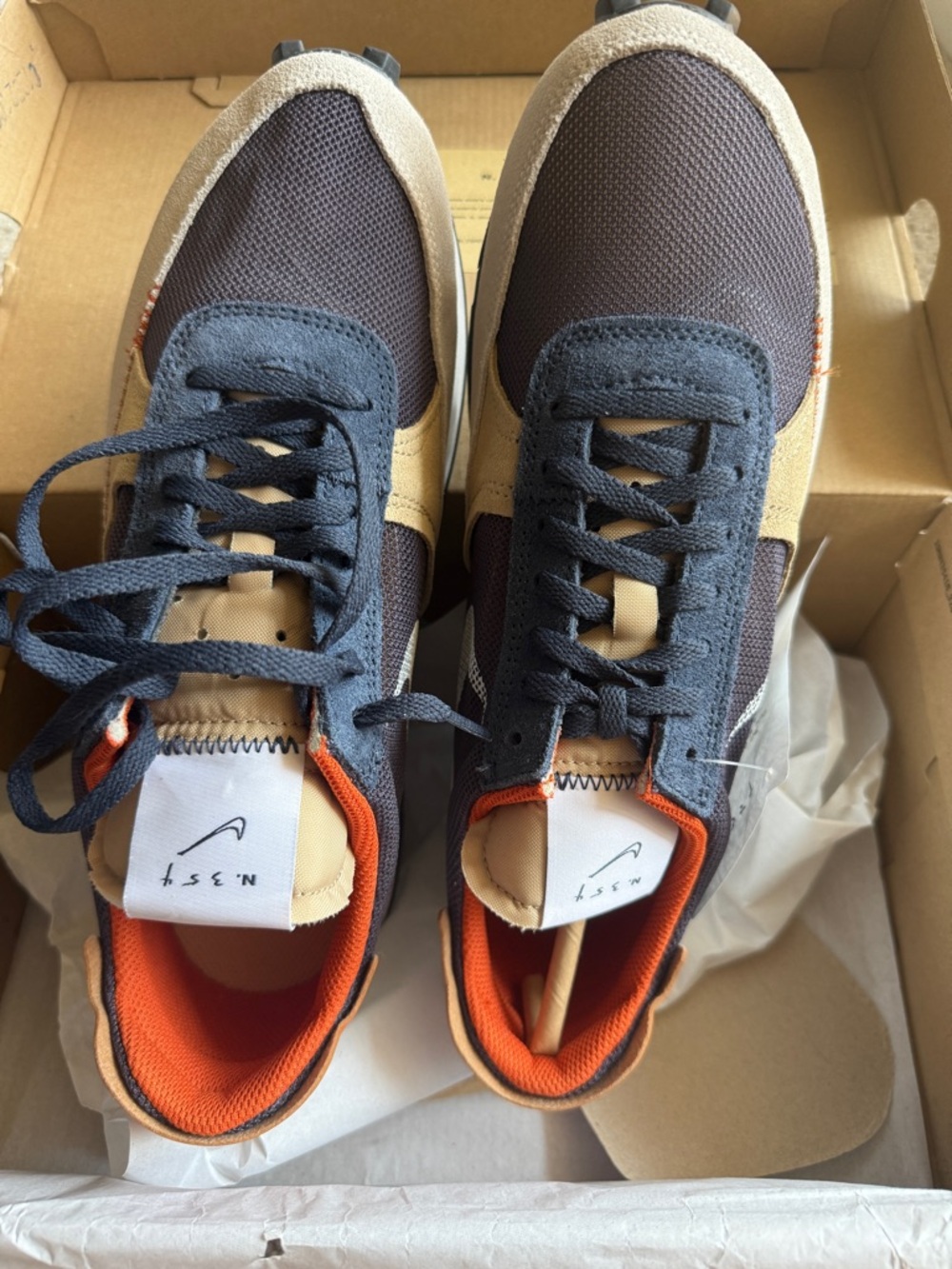 Nike Daybreak-Type Sneakers in Navy, Cream and Orange - Picture 6 of 10